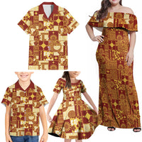 Rotuma Faiakse'ea 'e Kirisimasi Family Matching Off Shoulder Maxi Dress and Hawaiian Shirt Pacific Patchwork Xmas Vibes LT9 - Polynesian Pride