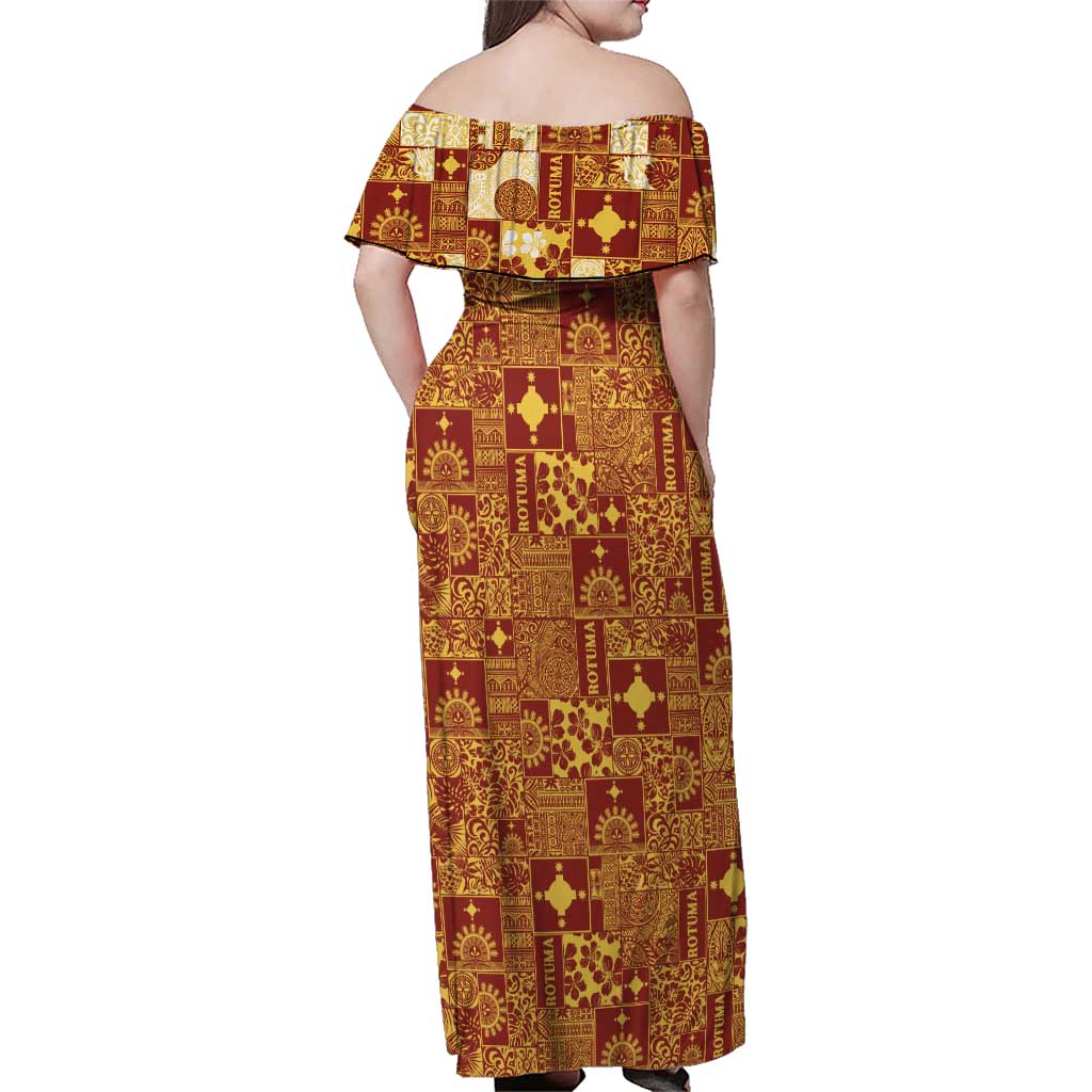 Rotuma Faiakse'ea 'e Kirisimasi Family Matching Off Shoulder Maxi Dress and Hawaiian Shirt Pacific Patchwork Xmas Vibes LT9 - Polynesian Pride
