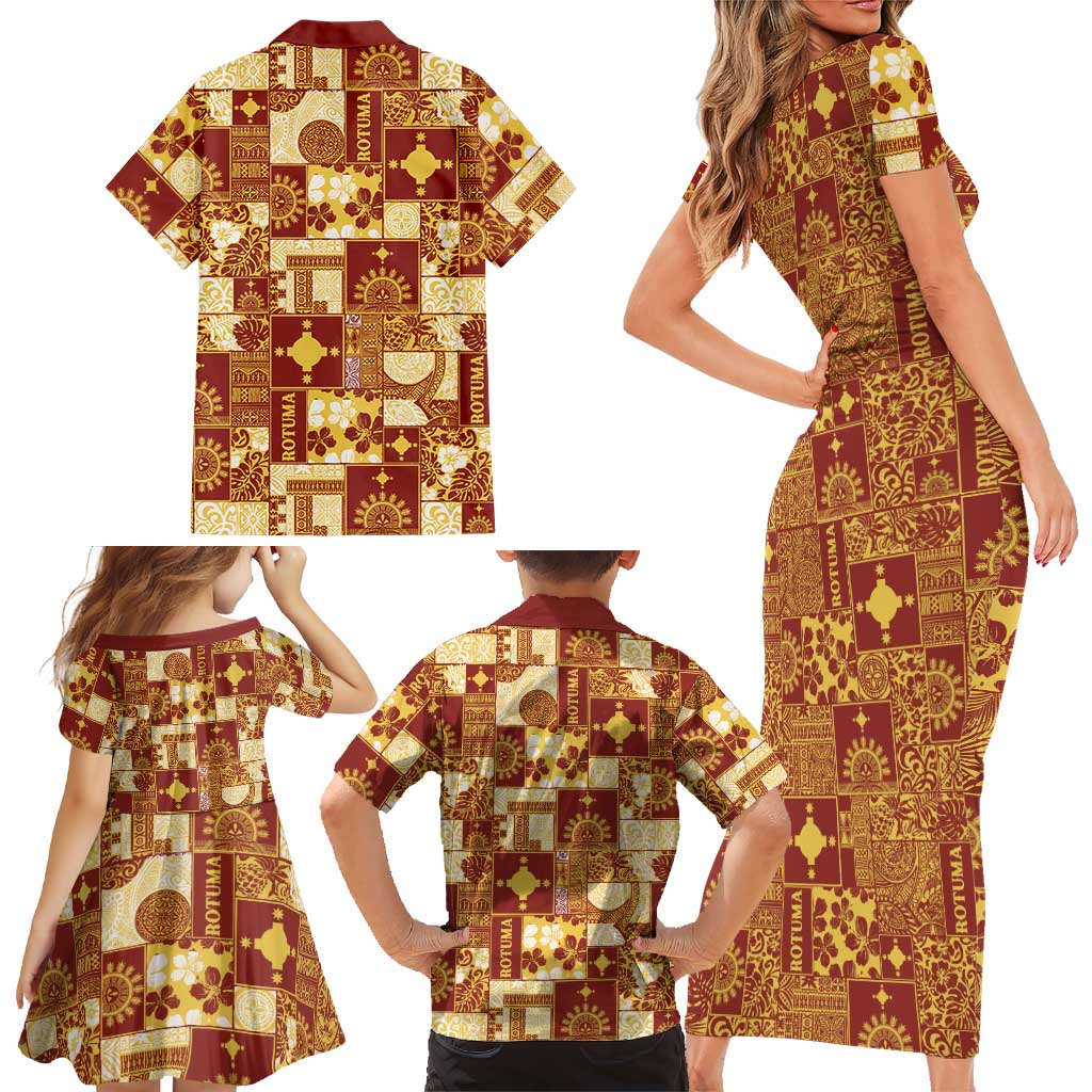 Rotuma Faiakse'ea 'e Kirisimasi Family Matching Short Sleeve Bodycon Dress and Hawaiian Shirt Pacific Patchwork Xmas Vibes LT9 - Polynesian Pride
