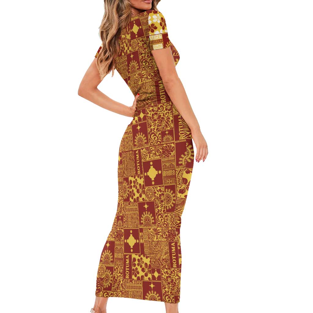 Rotuma Faiakse'ea 'e Kirisimasi Family Matching Short Sleeve Bodycon Dress and Hawaiian Shirt Pacific Patchwork Xmas Vibes LT9 - Polynesian Pride