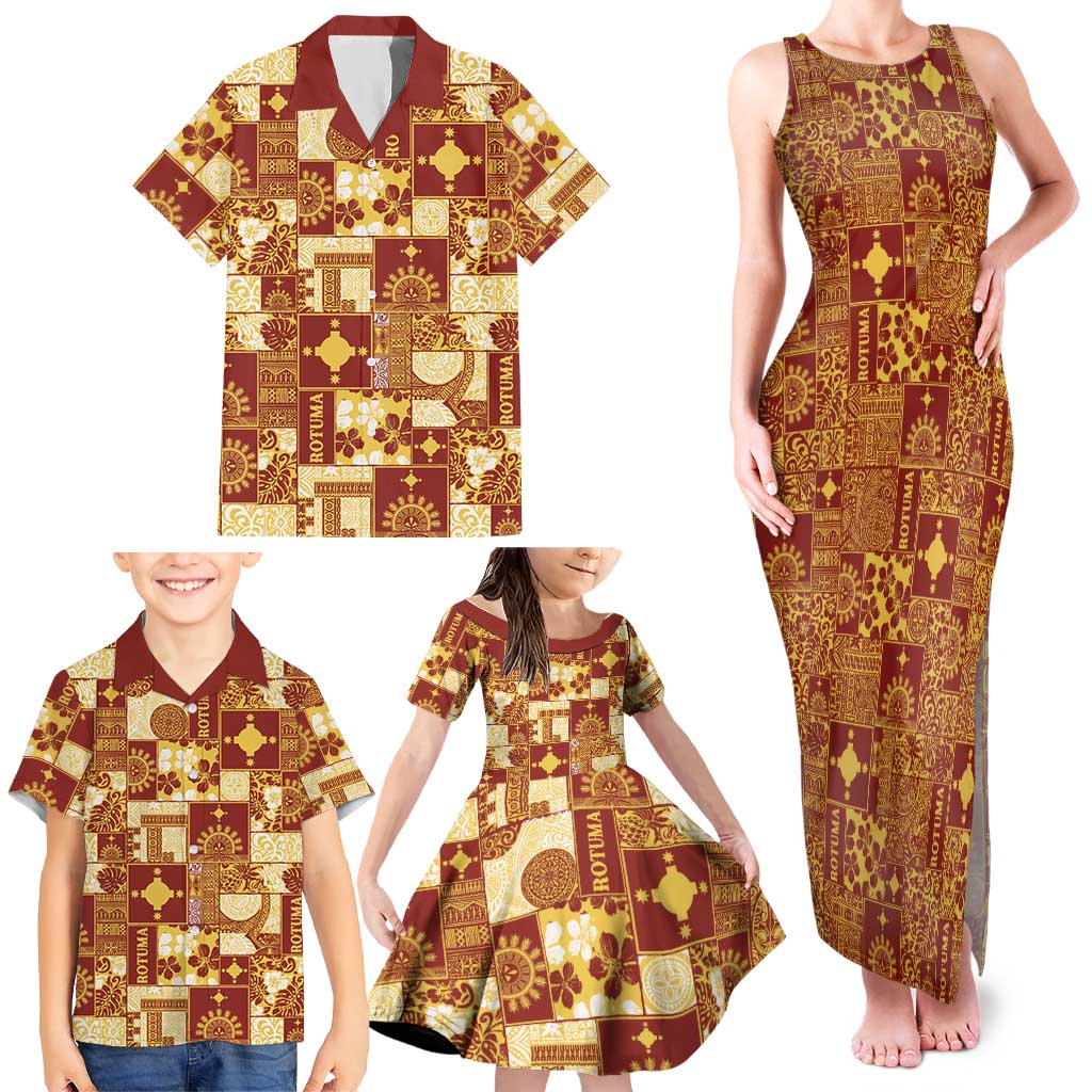 Rotuma Faiakse'ea 'e Kirisimasi Family Matching Tank Maxi Dress and Hawaiian Shirt Pacific Patchwork Xmas Vibes LT9 - Polynesian Pride