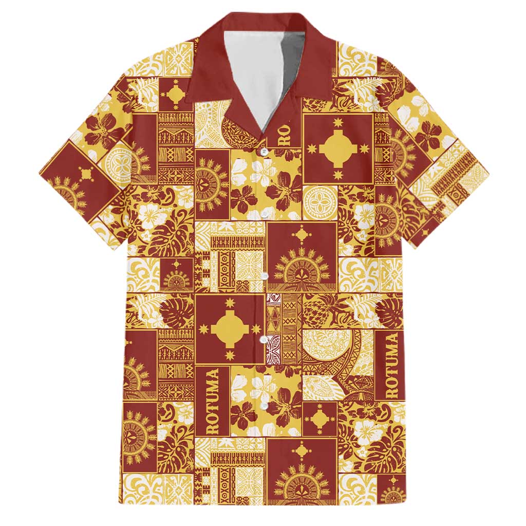 Rotuma Faiakse'ea 'e Kirisimasi Family Matching Tank Maxi Dress and Hawaiian Shirt Pacific Patchwork Xmas Vibes LT9 Dad's Shirt - Short Sleeve Red - Polynesian Pride