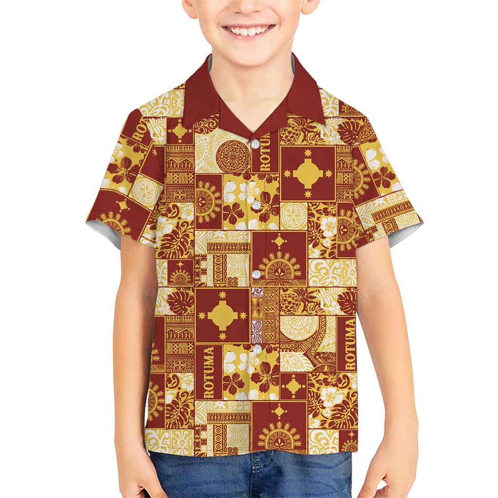 Rotuma Faiakse'ea 'e Kirisimasi Family Matching Tank Maxi Dress and Hawaiian Shirt Pacific Patchwork Xmas Vibes LT9 Son's Shirt Red - Polynesian Pride