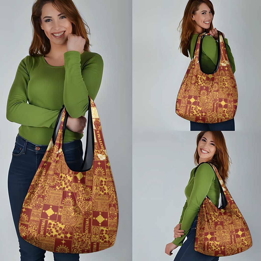 Rotuma Faiakse'ea 'e Kirisimasi Grocery Bag Pacific Patchwork Xmas Vibes - Polynesian Pride