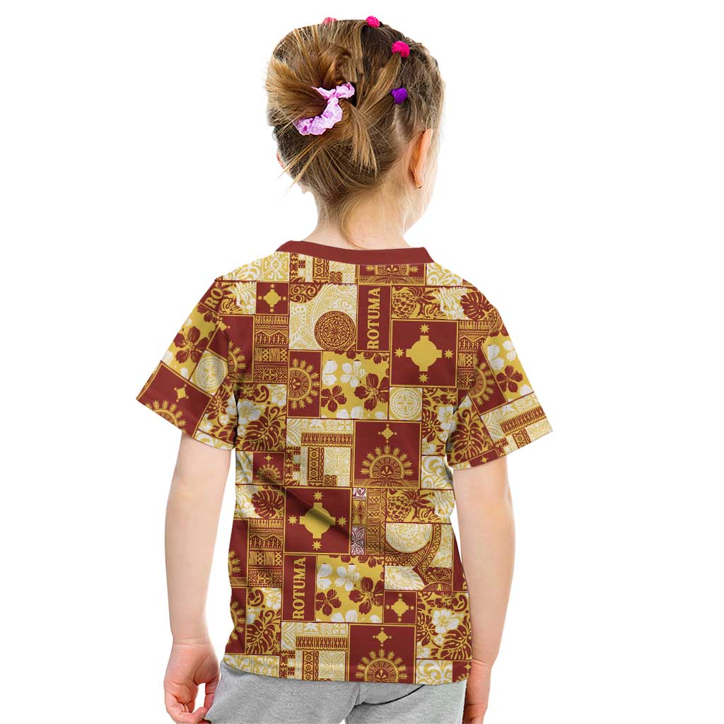 Rotuma Faiakse'ea 'e Kirisimasi Kid T Shirt Pacific Patchwork Xmas Vibes - Polynesian Pride