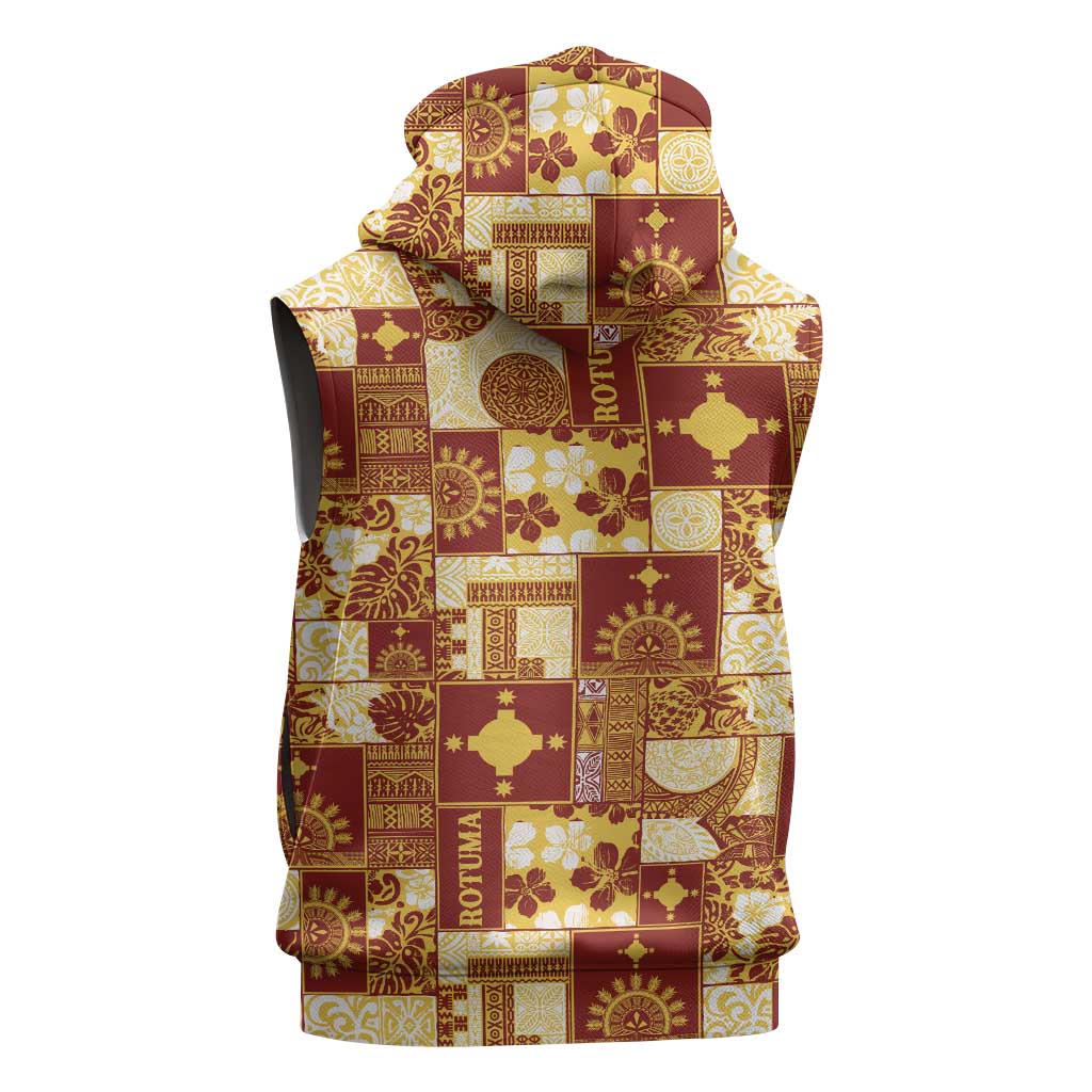 Rotuma Faiakse'ea 'e Kirisimasi Sleeveless Hoodie Pacific Patchwork Xmas Vibes - Polynesian Pride