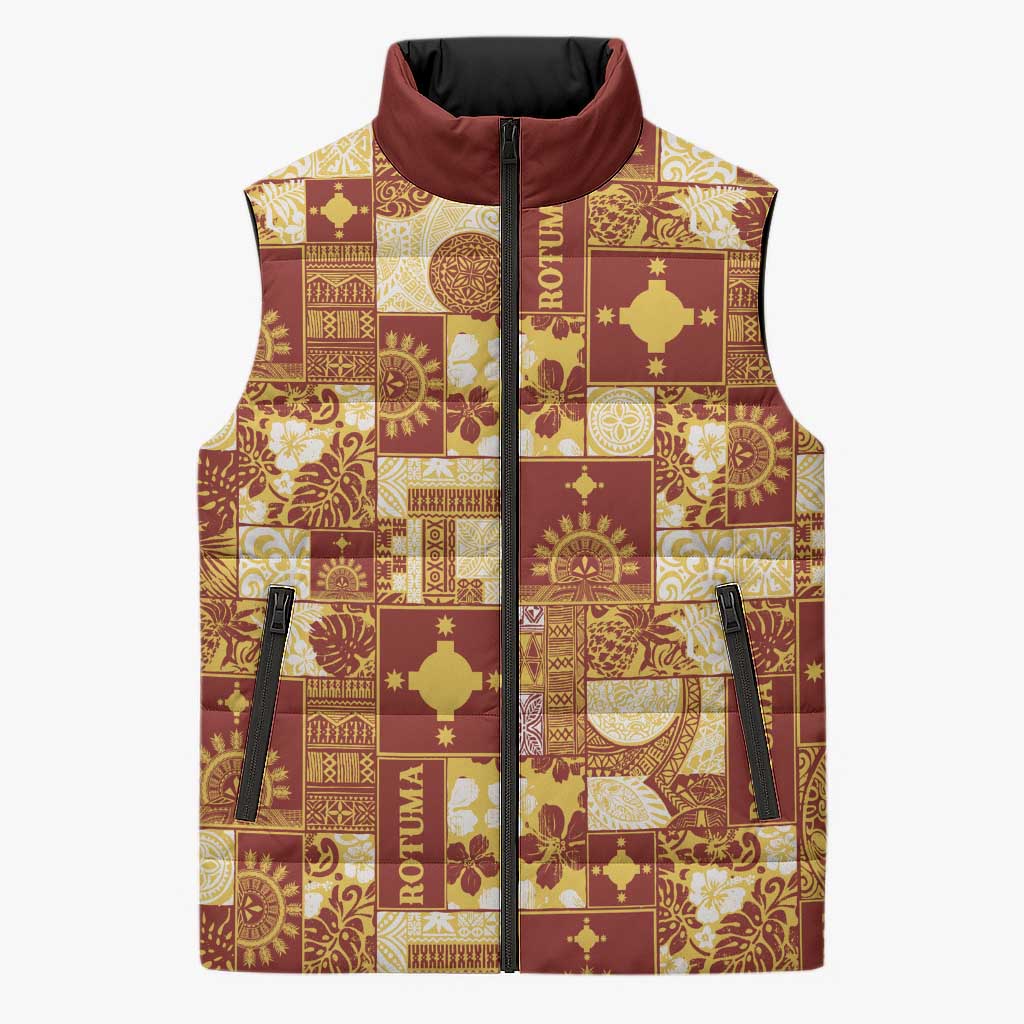 Rotuma Faiakse'ea 'e Kirisimasi Sleeveless Puffer Jacket Pacific Patchwork Xmas Vibes - Polynesian Pride