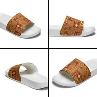 Rotuma Faiakse'ea 'e Kirisimasi Slide Sandals Pacific Patchwork Xmas Vibes - Polynesian Pride