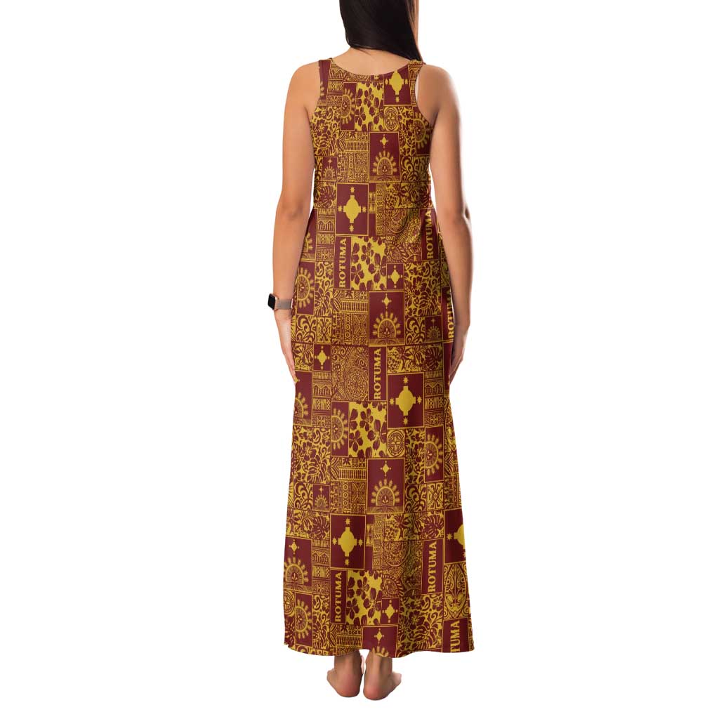 Rotuma Faiakse'ea 'e Kirisimasi Tank Maxi Dress Pacific Patchwork Xmas Vibes LT9 - Polynesian Pride
