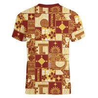 Rotuma Faiakse'ea 'e Kirisimasi Women V-Neck T-Shirt Pacific Patchwork Xmas Vibes - Polynesian Pride