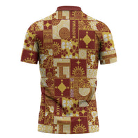 Rotuma Faiakse'ea 'e Kirisimasi Zipper Polo Shirt Pacific Patchwork Xmas Vibes - Polynesian Pride