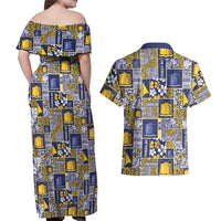 Tokelau Manuia te Kilihimahi Couples Matching Off Shoulder Maxi Dress and Hawaiian Shirt Pacific Patchwork Xmas Vibes LT9 - Polynesian Pride