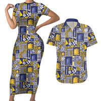 Tokelau Manuia te Kilihimahi Couples Matching Short Sleeve Bodycon Dress and Hawaiian Shirt Pacific Patchwork Xmas Vibes LT9 Blue - Polynesian Pride