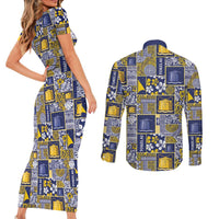 Tokelau Manuia te Kilihimahi Couples Matching Short Sleeve Bodycon Dress and Long Sleeve Button Shirt Pacific Patchwork Xmas Vibes LT9 - Polynesian Pride