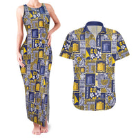 Tokelau Manuia te Kilihimahi Couples Matching Tank Maxi Dress and Hawaiian Shirt Pacific Patchwork Xmas Vibes LT9 Blue - Polynesian Pride