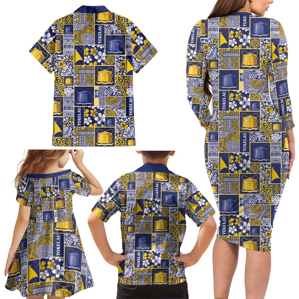 Tokelau Manuia te Kilihimahi Family Matching Long Sleeve Bodycon Dress and Hawaiian Shirt Pacific Patchwork Xmas Vibes LT9 - Polynesian Pride