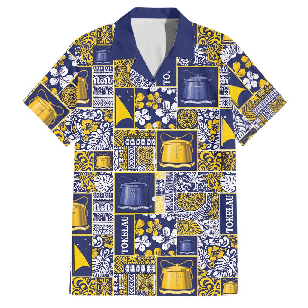 Tokelau Manuia te Kilihimahi Family Matching Long Sleeve Bodycon Dress and Hawaiian Shirt Pacific Patchwork Xmas Vibes LT9 Dad's Shirt - Short Sleeve Blue - Polynesian Pride