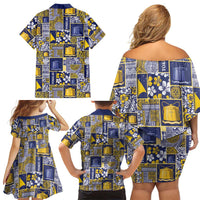 Tokelau Manuia te Kilihimahi Family Matching Off Shoulder Short Dress and Hawaiian Shirt Pacific Patchwork Xmas Vibes LT9 - Polynesian Pride