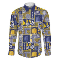 Tokelau Manuia te Kilihimahi Family Matching Short Sleeve Bodycon Dress and Hawaiian Shirt Pacific Patchwork Xmas Vibes LT9 Dad's Shirt - Long Sleeve Blue - Polynesian Pride