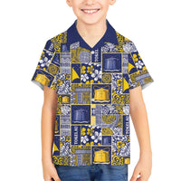 Tokelau Manuia te Kilihimahi Family Matching Summer Maxi Dress and Hawaiian Shirt Pacific Patchwork Xmas Vibes LT9 Son's Shirt Blue - Polynesian Pride
