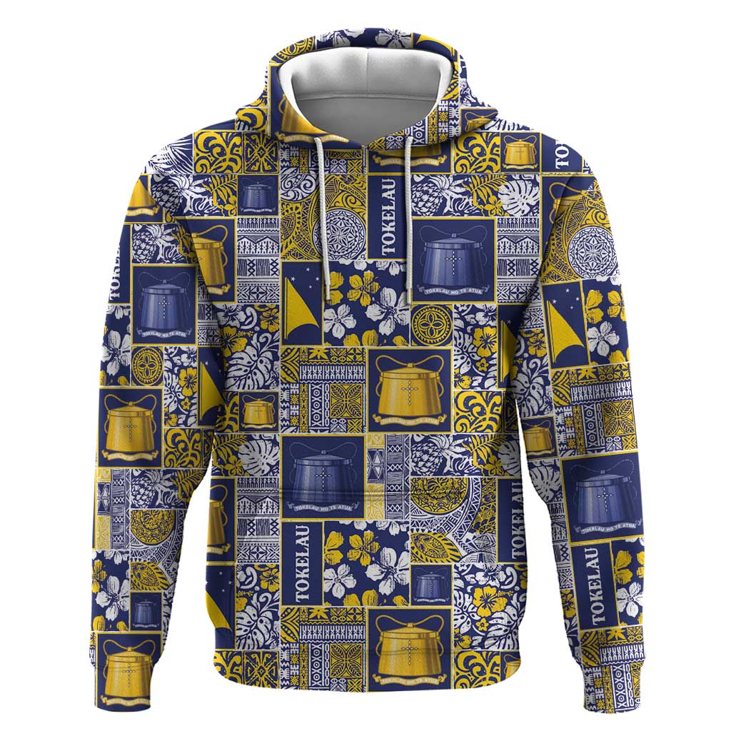 Tokelau Manuia te Kilihimahi Hoodie Pacific Patchwork Xmas Vibes LT9 Pullover Hoodie Blue - Polynesian Pride