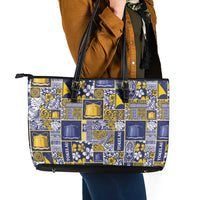Tokelau Manuia te Kilihimahi Leather Tote Bag Pacific Patchwork Xmas Vibes LT9 - Polynesian Pride