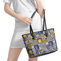 Tokelau Manuia te Kilihimahi Leather Tote Bag Pacific Patchwork Xmas Vibes LT9 - Polynesian Pride