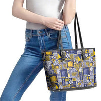 Tokelau Manuia te Kilihimahi Leather Tote Bag Pacific Patchwork Xmas Vibes LT9 - Polynesian Pride