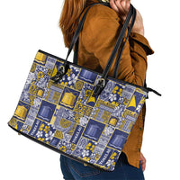 Tokelau Manuia te Kilihimahi Leather Tote Bag Pacific Patchwork Xmas Vibes LT9 - Polynesian Pride