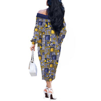 Tokelau Manuia te Kilihimahi Off The Shoulder Long Sleeve Dress Pacific Patchwork Xmas Vibes LT9 - Polynesian Pride