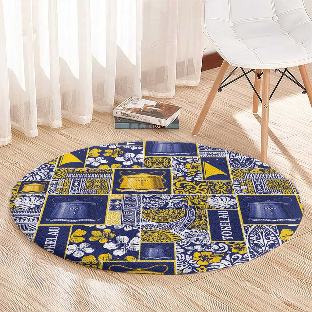 Tokelau Manuia te Kilihimahi Round Carpet Pacific Patchwork Xmas Vibes - Polynesian Pride