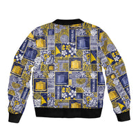 Tokelau Manuia te Kilihimahi Sleeve Zip Bomber Jacket Pacific Patchwork Xmas Vibes - Polynesian Pride