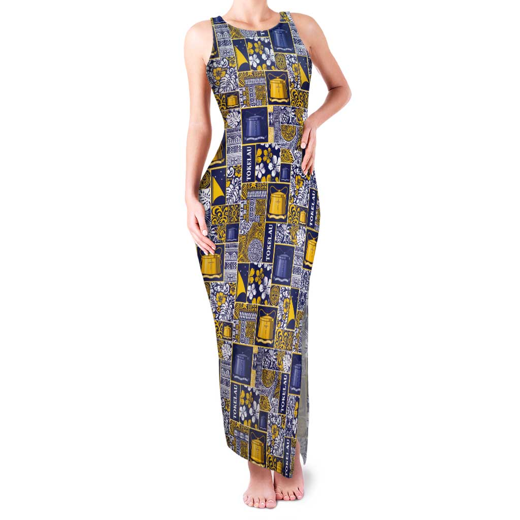 Tokelau Manuia te Kilihimahi Tank Maxi Dress Pacific Patchwork Xmas Vibes - Polynesian Pride