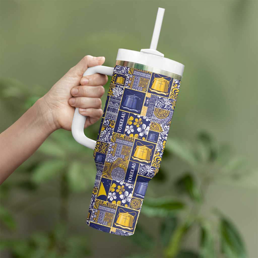Tokelau Manuia te Kilihimahi Tumbler With Handle Pacific Patchwork Xmas Vibes - Polynesian Pride