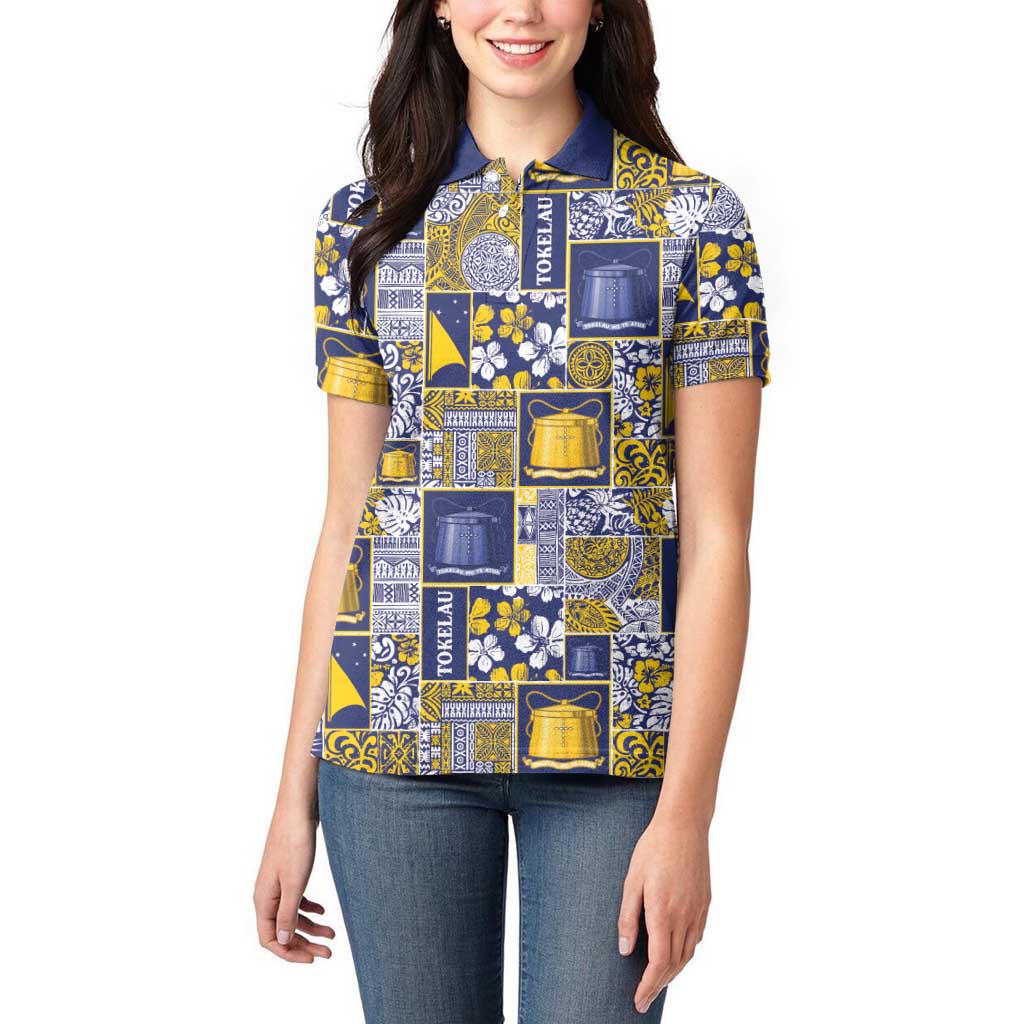 Tokelau Manuia te Kilihimahi Women Polo Shirt Pacific Patchwork Xmas Vibes - Polynesian Pride