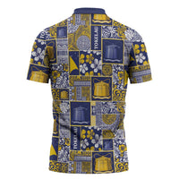 Tokelau Manuia te Kilihimahi Zipper Polo Shirt Pacific Patchwork Xmas Vibes - Polynesian Pride