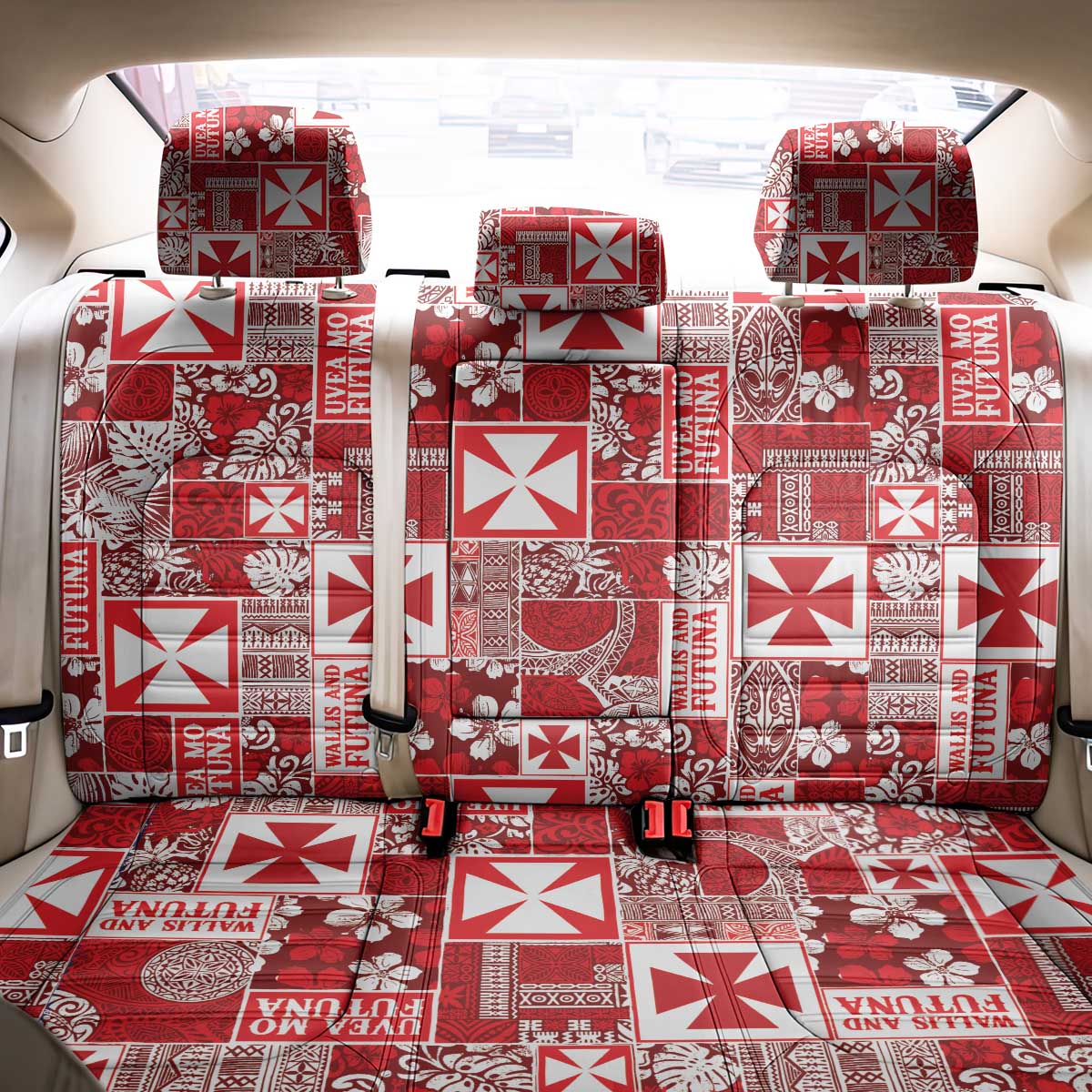 Wallis Et Futuna Kilisimasi Fiefia Back Car Seat Cover Pacific Patchwork Xmas Vibes LT9 - Polynesian Pride