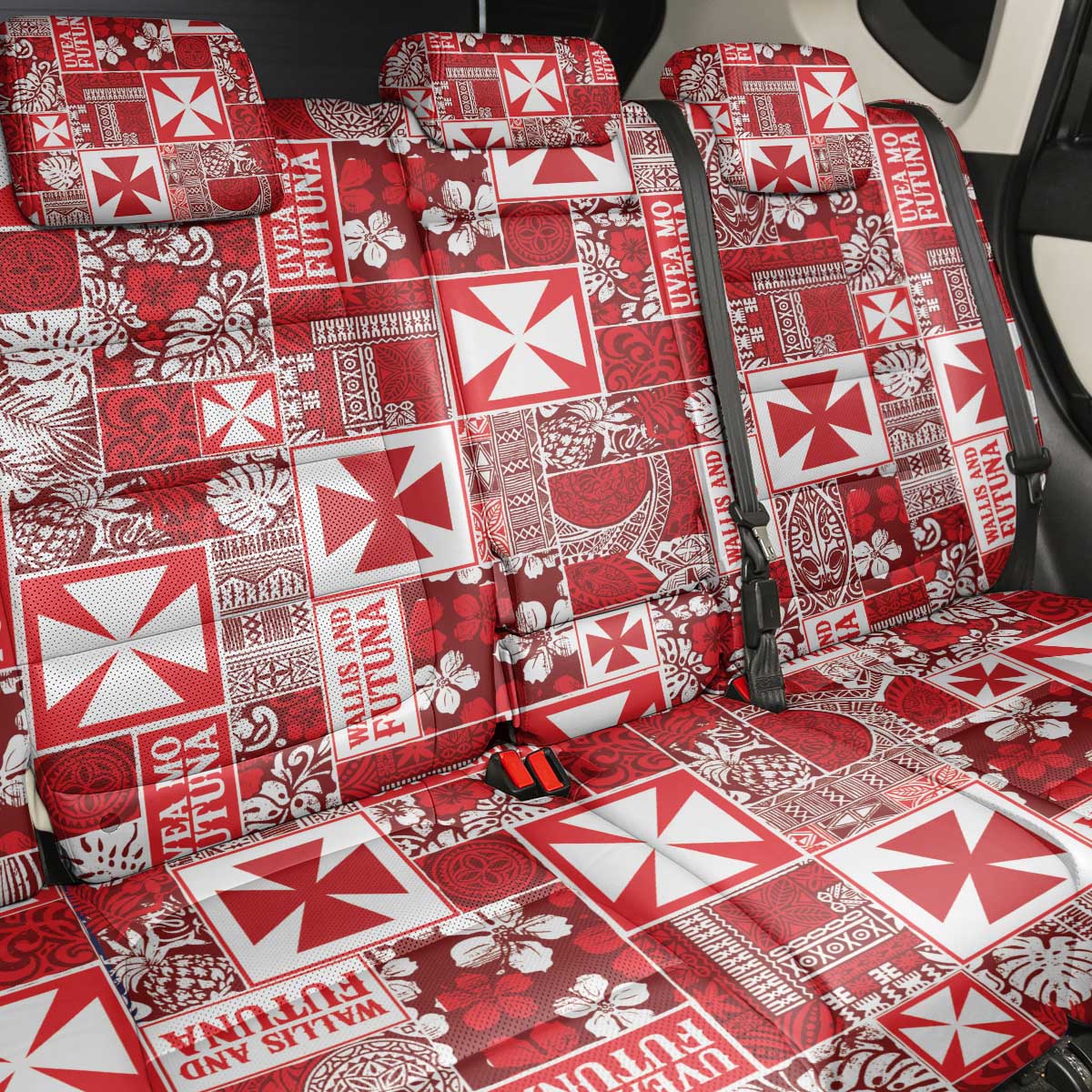 Wallis Et Futuna Kilisimasi Fiefia Back Car Seat Cover Pacific Patchwork Xmas Vibes LT9 - Polynesian Pride