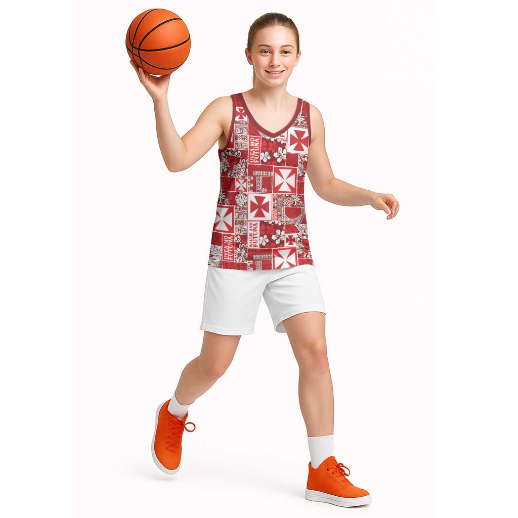 Wallis Et Futuna Kilisimasi Fiefia Basketball Jersey Pacific Patchwork Xmas Vibes - Polynesian Pride