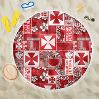 Wallis Et Futuna Kilisimasi Fiefia Beach Blanket Pacific Patchwork Xmas Vibes LT9 One Size 150cm Red - Polynesian Pride