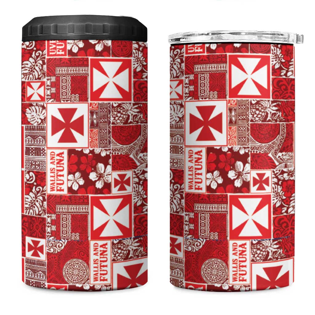 Wallis Et Futuna Kilisimasi Fiefia 4 in 1 Can Cooler Tumbler Pacific Patchwork Xmas Vibes LT9 One Size: 16 oz Red - Polynesian Pride