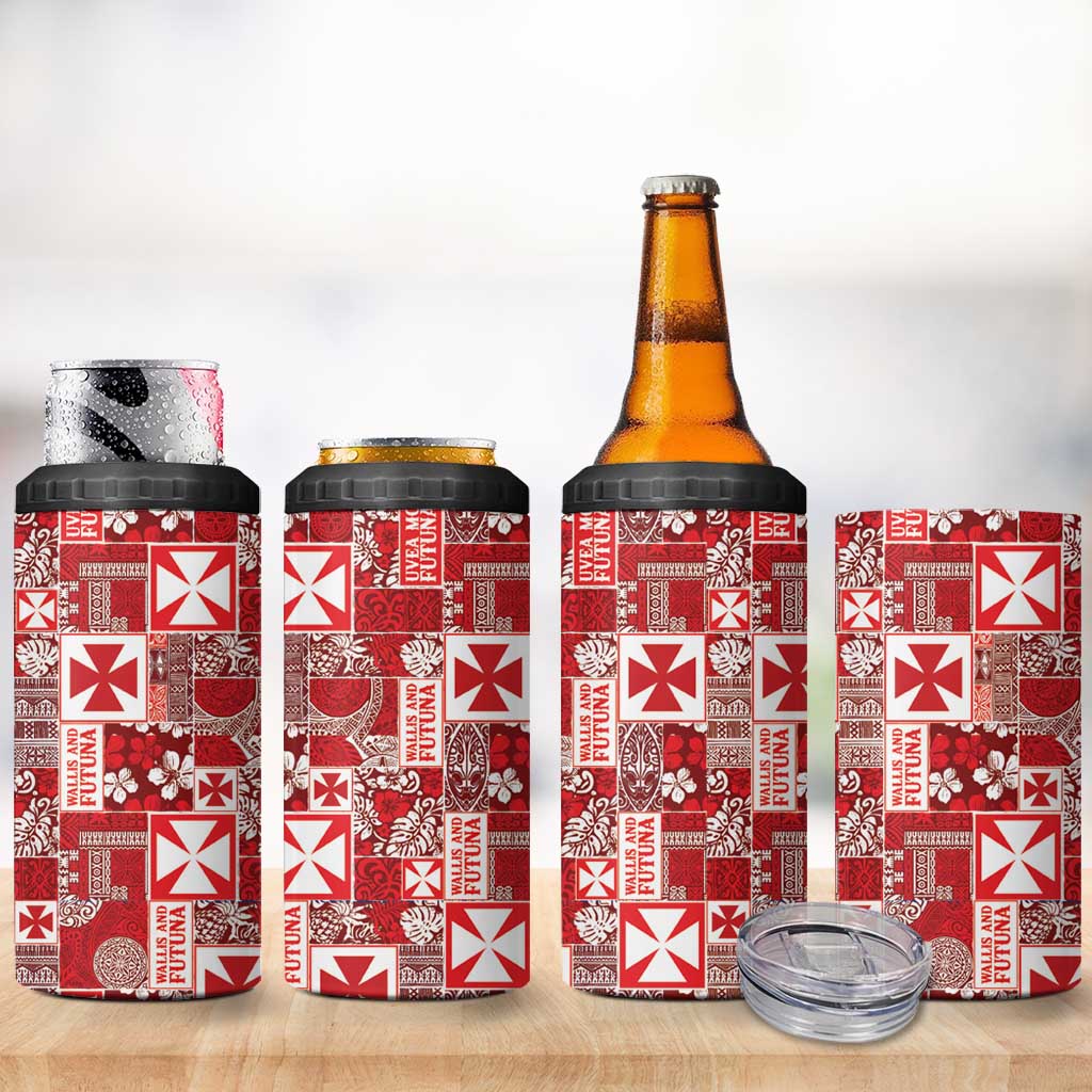 Wallis Et Futuna Kilisimasi Fiefia 4 in 1 Can Cooler Tumbler Pacific Patchwork Xmas Vibes LT9 - Polynesian Pride