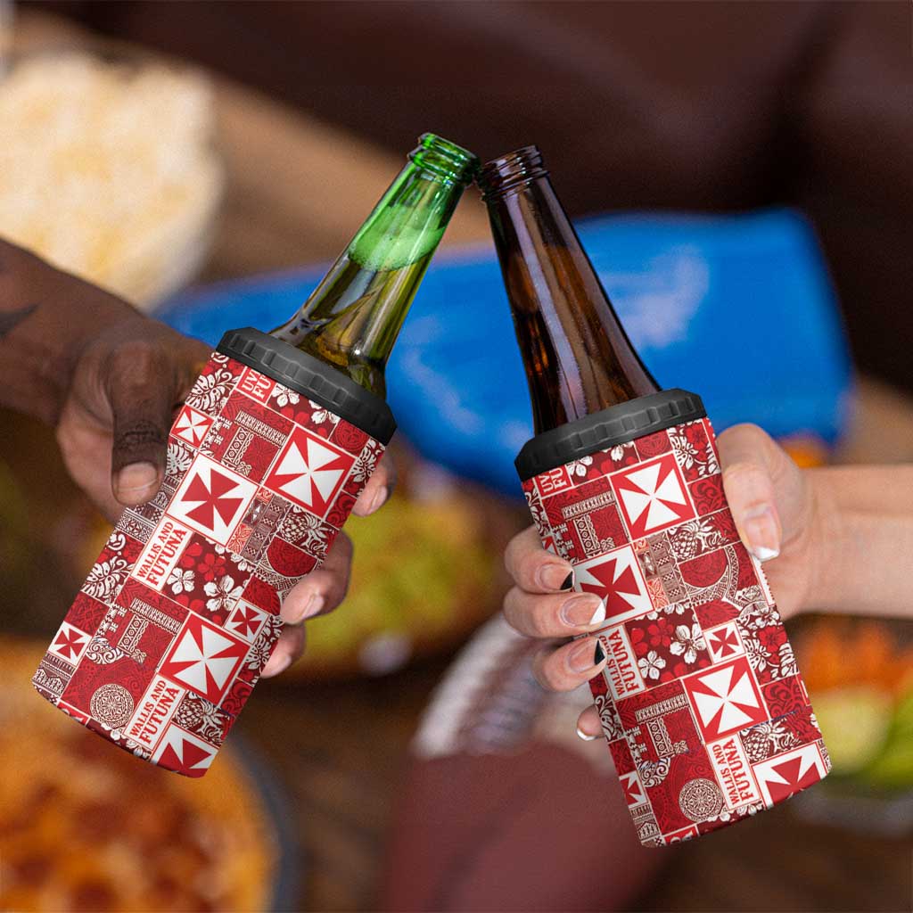 Wallis Et Futuna Kilisimasi Fiefia 4 in 1 Can Cooler Tumbler Pacific Patchwork Xmas Vibes LT9 - Polynesian Pride