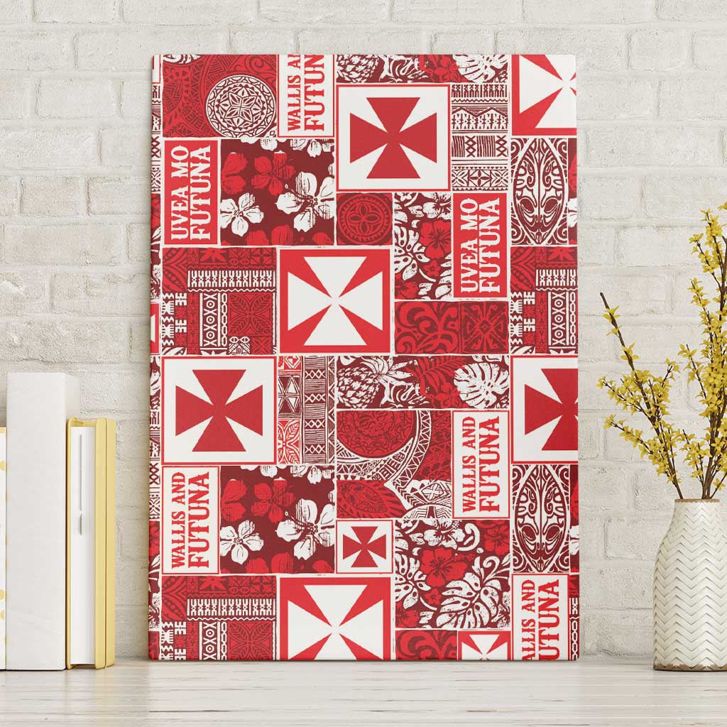 Wallis Et Futuna Kilisimasi Fiefia Canvas Wall Art Pacific Patchwork Xmas Vibes LT9 Without Frame Red - Polynesian Pride