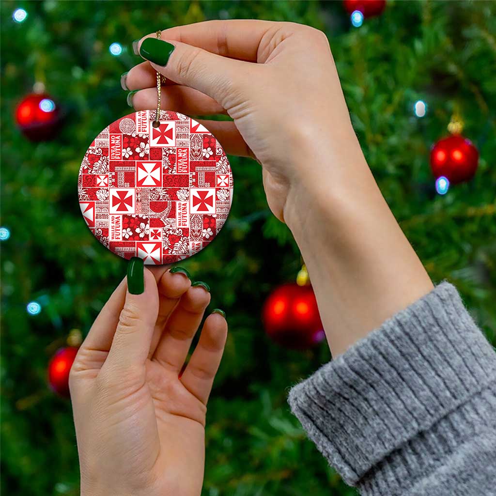 Wallis Et Futuna Kilisimasi Fiefia Ceramic Ornament Pacific Patchwork Xmas Vibes - Polynesian Pride