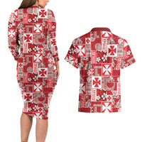 Wallis Et Futuna Kilisimasi Fiefia Couples Matching Long Sleeve Bodycon Dress and Hawaiian Shirt Pacific Patchwork Xmas Vibes LT9 - Polynesian Pride