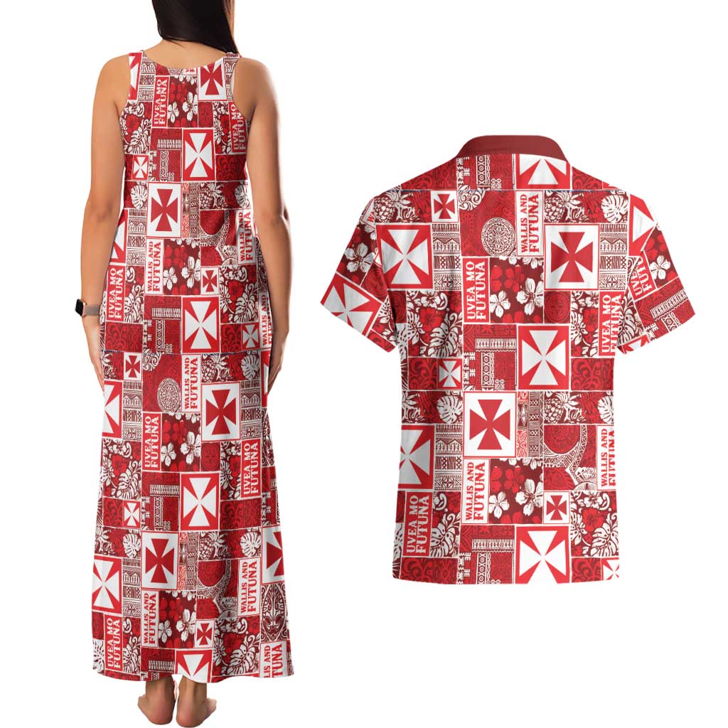Wallis Et Futuna Kilisimasi Fiefia Couples Matching Tank Maxi Dress and Hawaiian Shirt Pacific Patchwork Xmas Vibes LT9 - Polynesian Pride