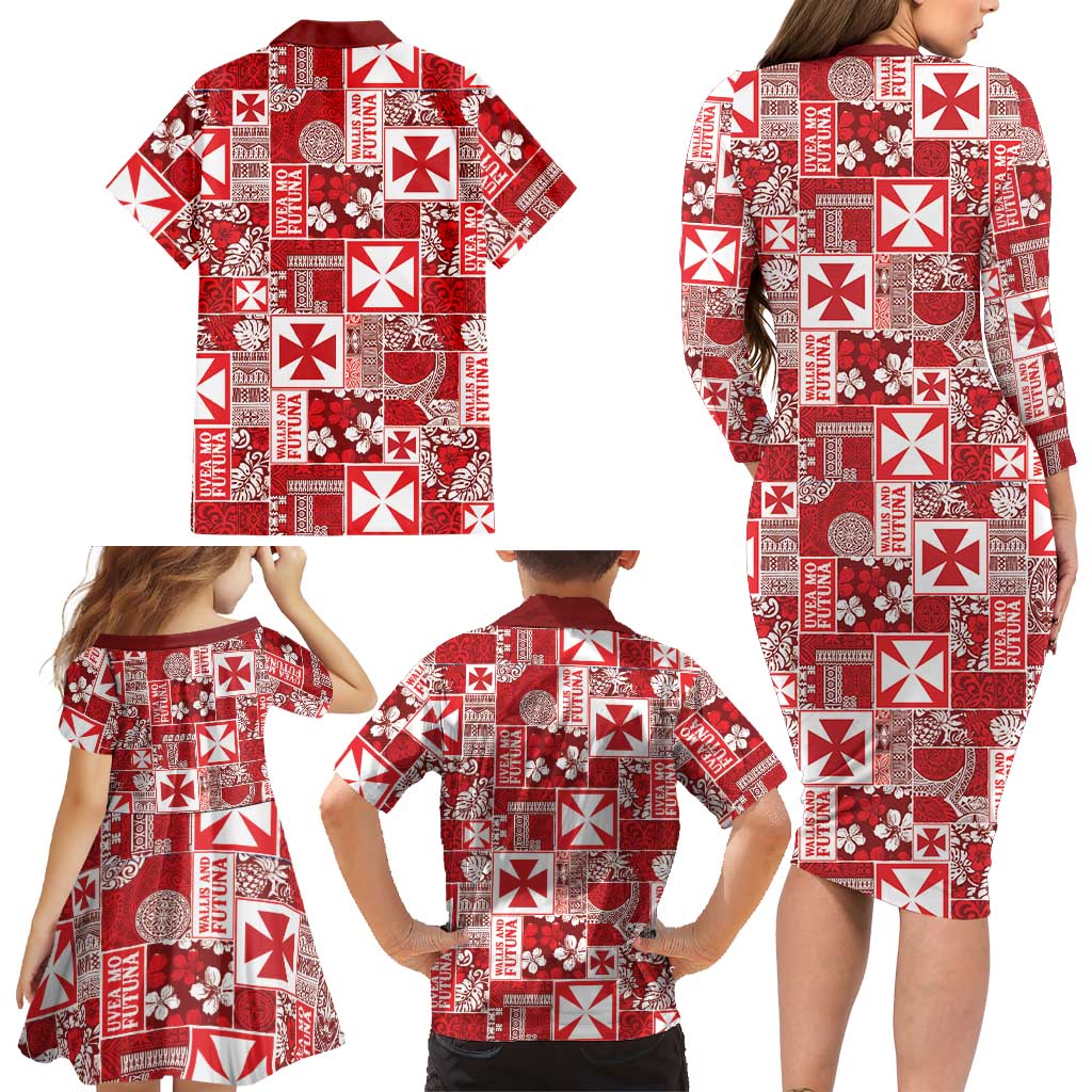 Wallis Et Futuna Kilisimasi Fiefia Family Matching Long Sleeve Bodycon Dress and Hawaiian Shirt Pacific Patchwork Xmas Vibes LT9 - Polynesian Pride