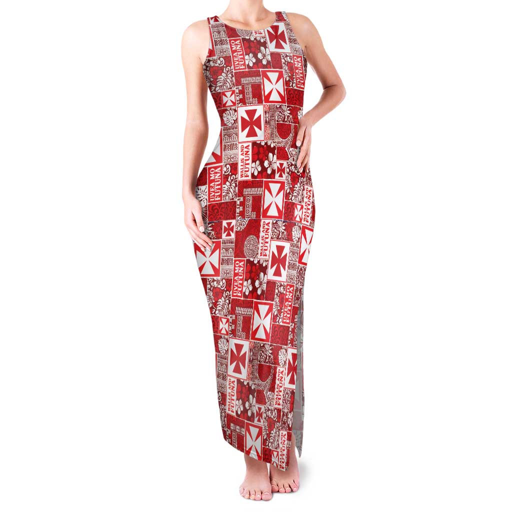 Wallis Et Futuna Kilisimasi Fiefia Family Matching Tank Maxi Dress and Hawaiian Shirt Pacific Patchwork Xmas Vibes LT9 Mom's Dress Red - Polynesian Pride