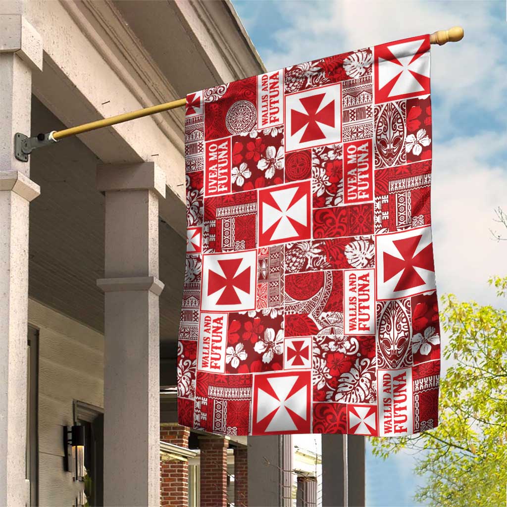Wallis Et Futuna Kilisimasi Fiefia Garden Flag Pacific Patchwork Xmas Vibes LT9 House Flag Red - Polynesian Pride